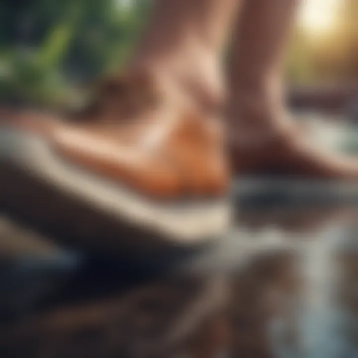 Close-up of comfortable shoe soles suitable for water activities