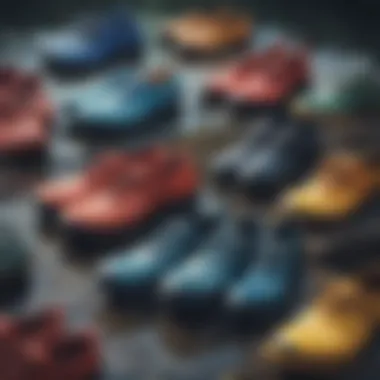 Variety of water shoes showcasing different materials