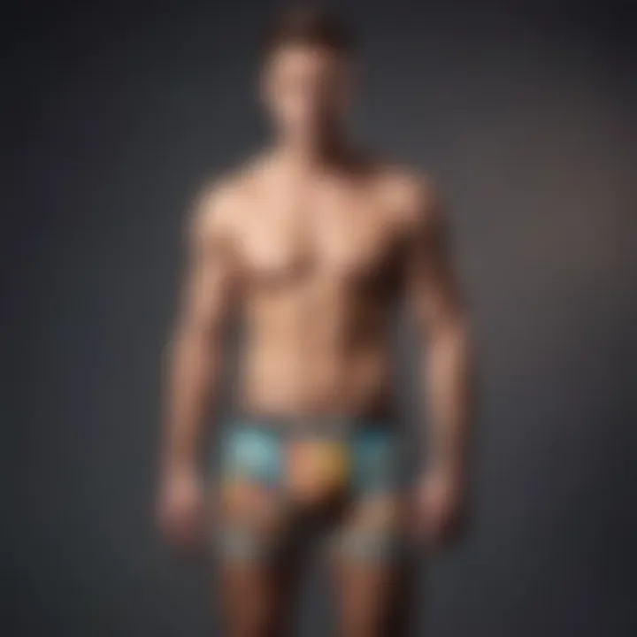 A model showcasing custom boxers with playful face design