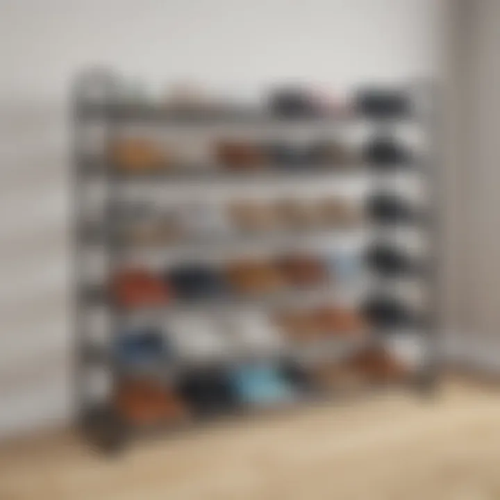 Minimalist shoe rack showcasing space efficiency