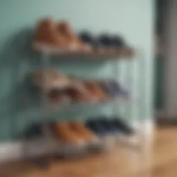 Stylish shoe rack arrangement in a dorm room