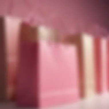 Close-up of eco-friendly pink paper shopping bags emphasizing sustainability.