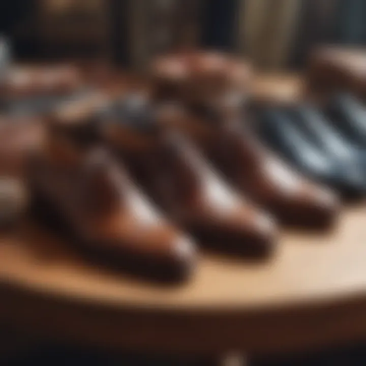 Historical evolution of dress shoes displayed through styles