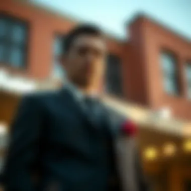 Modern suit with innovative embroidery techniques