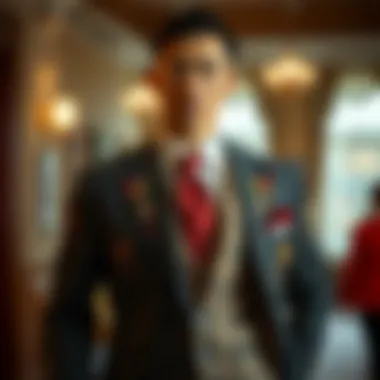 Stylish suit adorned with unique embroidered motifs