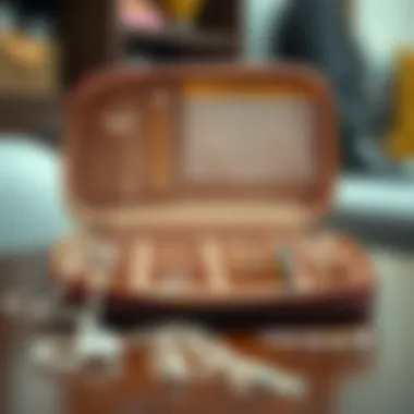 Elegant zipper jewelry organizer showcasing various compartments for necklaces and bracelets