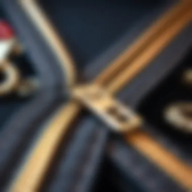 Close-up of a high-quality zipper detail on a jewelry storage case