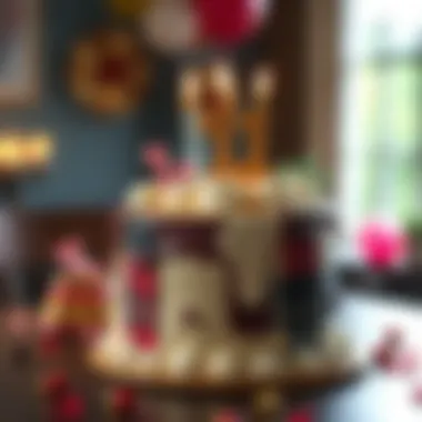 A whimsical birthday cake adorned with plaid patterns