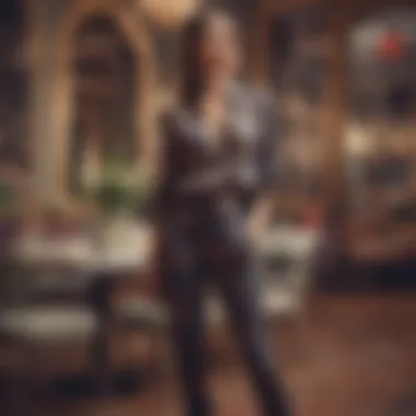 Elegant Look for Social Gatherings An elegant setting featuring a model confidently wearing matching printed pants and top at a social event.
