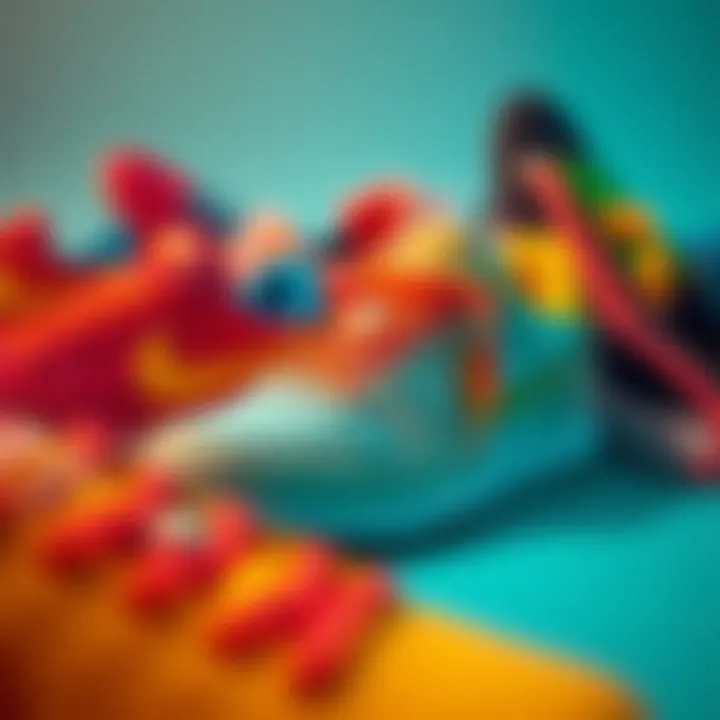 Vibrant Colors in Athletic Footwear: A Contemporary Trend A collection of colorful athletic shoes