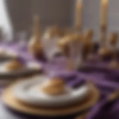 Elegant purple and gold table setting