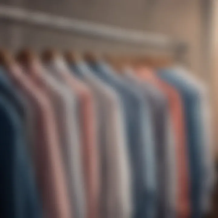 A variety of quality shirts displayed on hangers showcasing different styles.