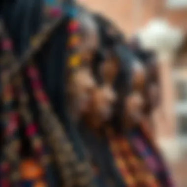 Intricate River Locs Patterns A beautiful display of River Locs showcasing intricate patterns and colors.