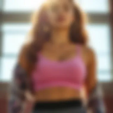 Seamless Yoga Bra and Athleisure Trend A fashion-forward individual wearing a seamless yoga bra paired with trendy athleisure wear