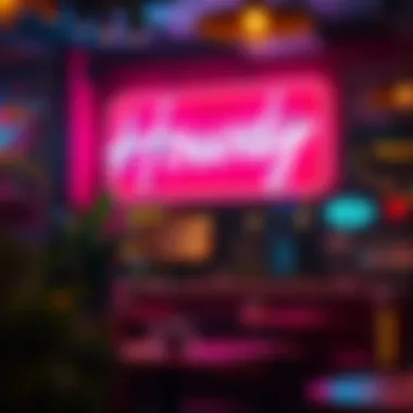 Elegant Howdy neon sign illuminating a cozy café atmosphere