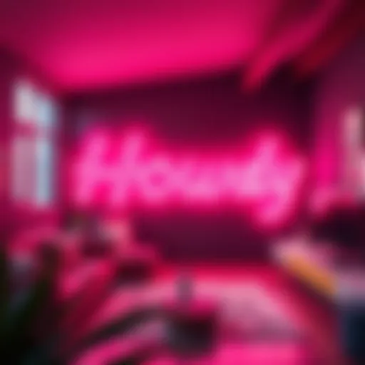 Contemporary Glow of Howdy Neon Sign Vibrant Howdy neon sign glowing in a modern living space