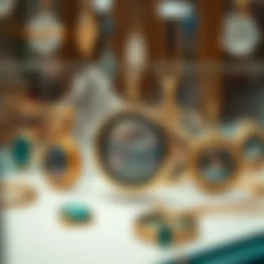 A collection of modern locket glass accessories on display