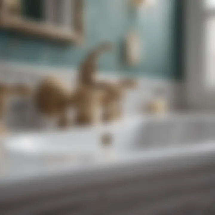 Close-up of intricate details in bathroom fixtures