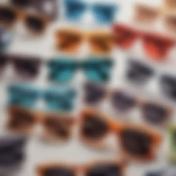 A collection of acrylic sunglasses in various shapes and colors, symbolizing versatility