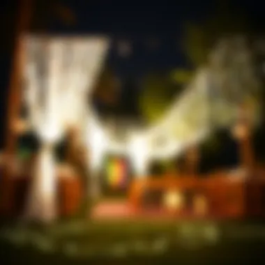 Charming outdoor setup illuminated by LED curtain lights for an event