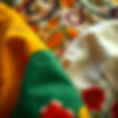 Close-up of fabric textures suitable for mandarin collar tunics