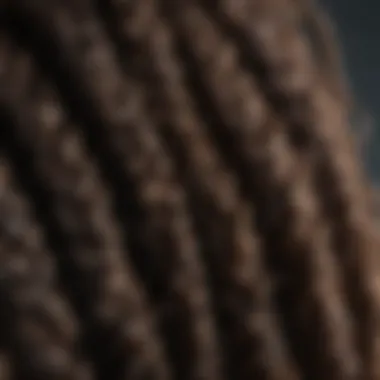 Close-up of Marley braiding hair highlighting texture and quality