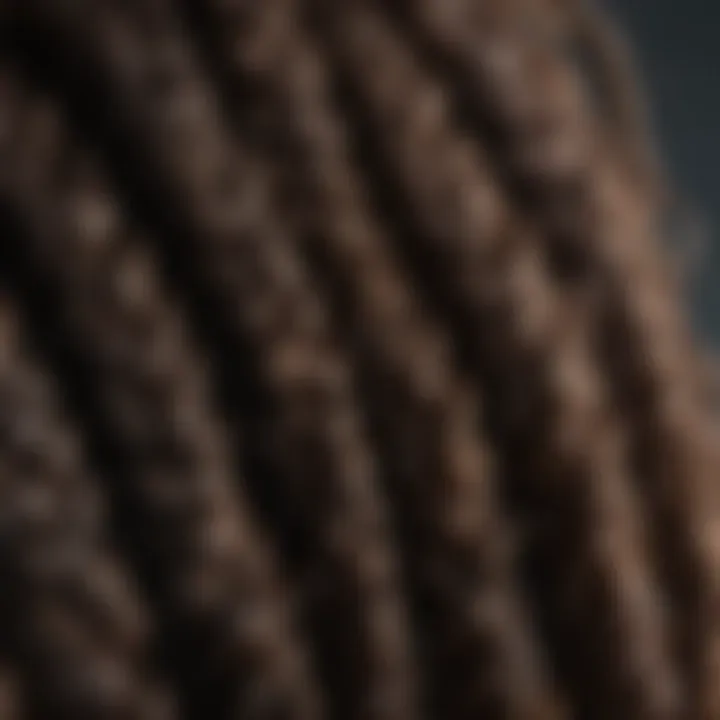 Close-up of Marley braiding hair highlighting texture and quality