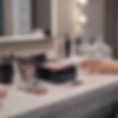 An organized nail care station featuring nail files, buffing blocks, and other grooming tools.