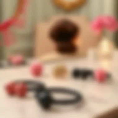 Elegant ponytail holders arranged on a vanity table