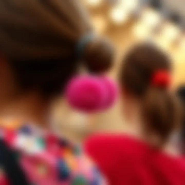 Ponytail holder with decorative balls in various colors