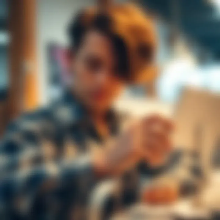 An artist selecting a cloth tape measure for a fashion project