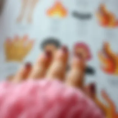 Sustainable Nail Art with Flame Designs A creative layout showing various sustainable nail art options including flame designs