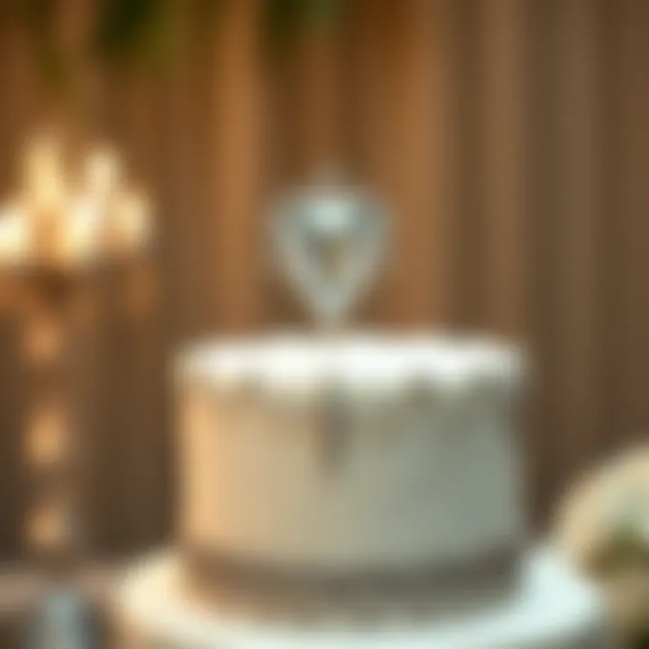 Refined Elegance: Diamond Topper on a Wedding Cake Elegant diamond cake topper adorning a luxurious wedding cake