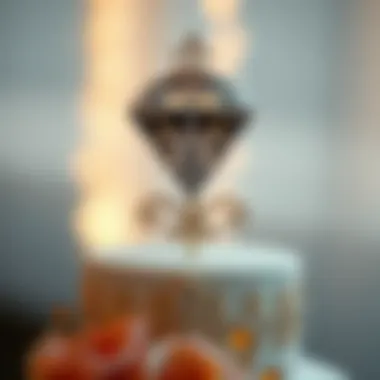 Craftsmanship Unveiled: Detailed Diamond Cake Topper Close-up of a diamond cake topper emphasizing intricate craftsmanship