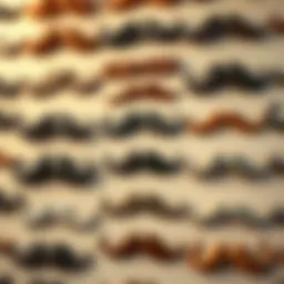 An intricate display of various mustache styles, showcasing diversity in design.