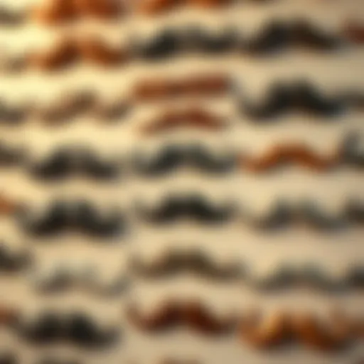An intricate display of various mustache styles, showcasing diversity in design.