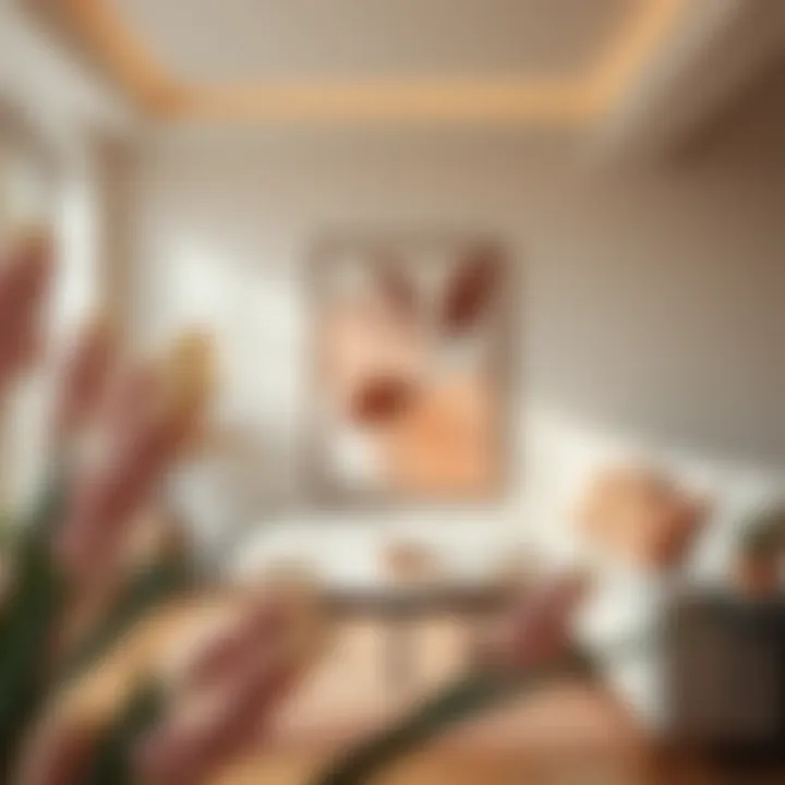 Artistic blush pink artwork enhancing a modern room