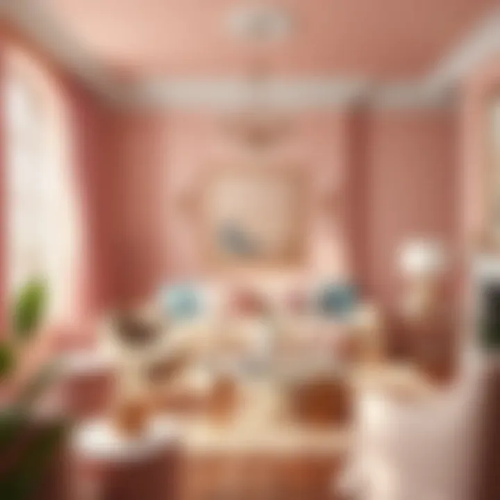 Elegant blush pink living room decor showcasing stylish furniture and accents