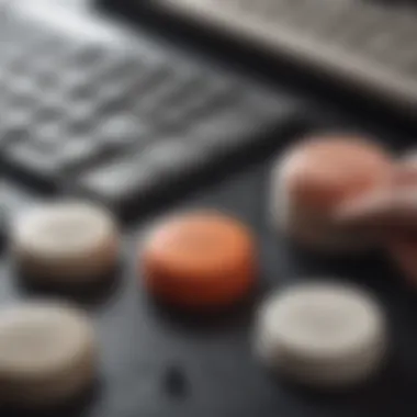 Different types of cleaning putty displayed next to a keyboard