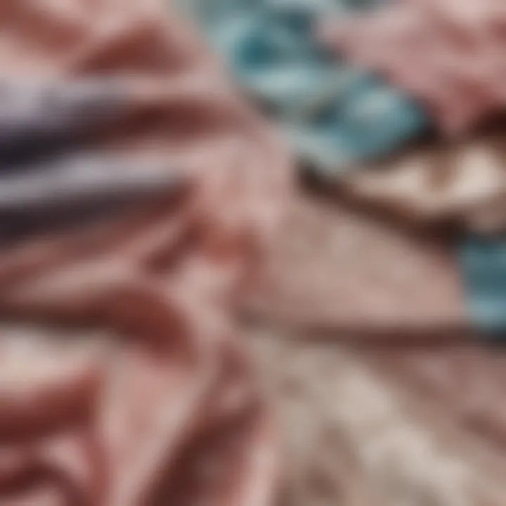 Close-up of fabric swatches highlighting textures and colors of elegant lingerie