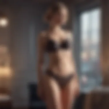 Chic Presentation of Styled Lingerie An elegant lingerie ensemble styled on a mannequin in a chic setting