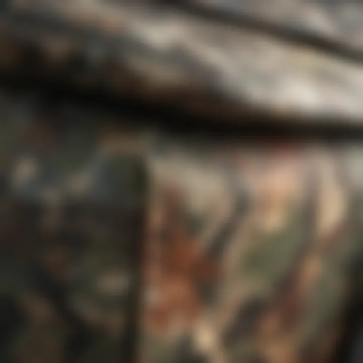 Close-up of camo fabric showcasing its texture and pattern