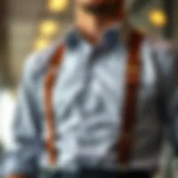 A stylish pair of heavy duty suspenders in a modern outfit setting