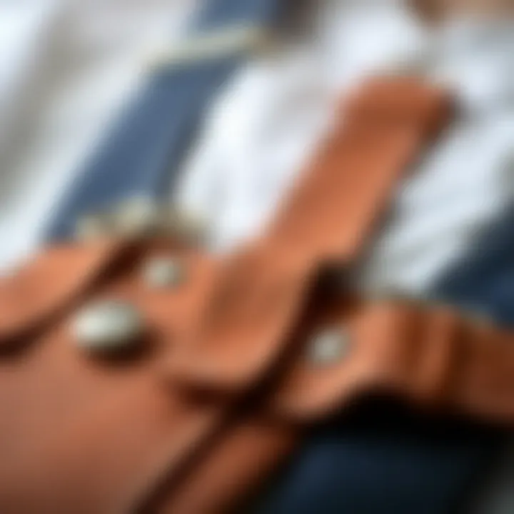 Quality Materials of Suspenders A close-up of high-quality materials used in suspenders