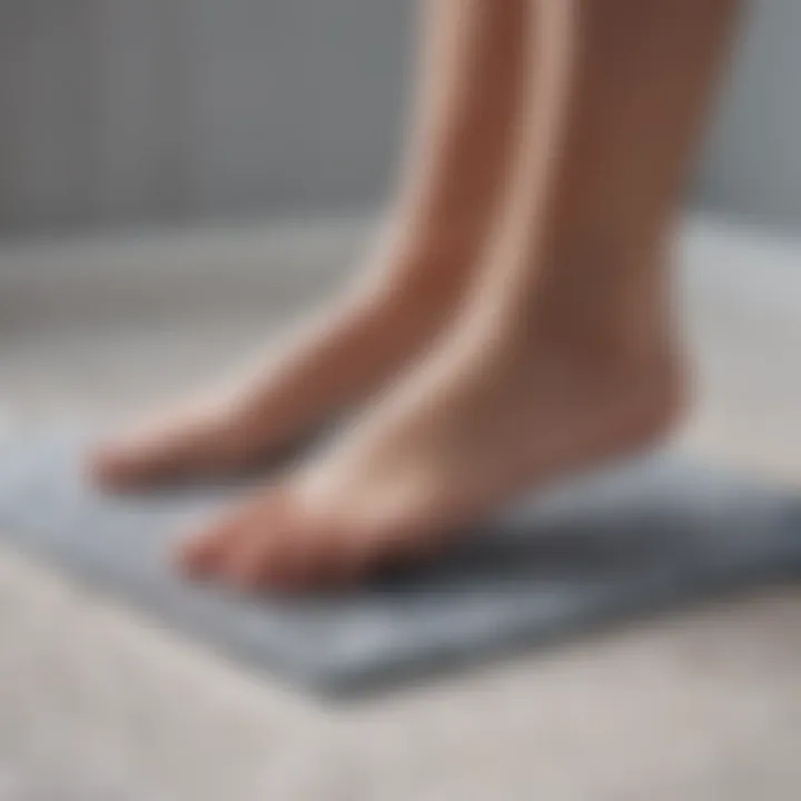 Close-up of the materials used in a foot exfoliating shower mat