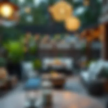 Sustainable Outdoor Ambiance An eco-friendly outdoor gathering space featuring solar lights