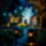 Enchanting Garden Glow A beautiful garden illuminated with solar fairy lights at night