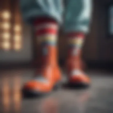 Clown socks styled with contemporary footwear