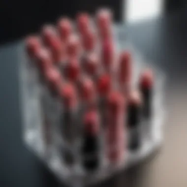 Close-up of a sleek acrylic lipstick organizer highlighting its design.