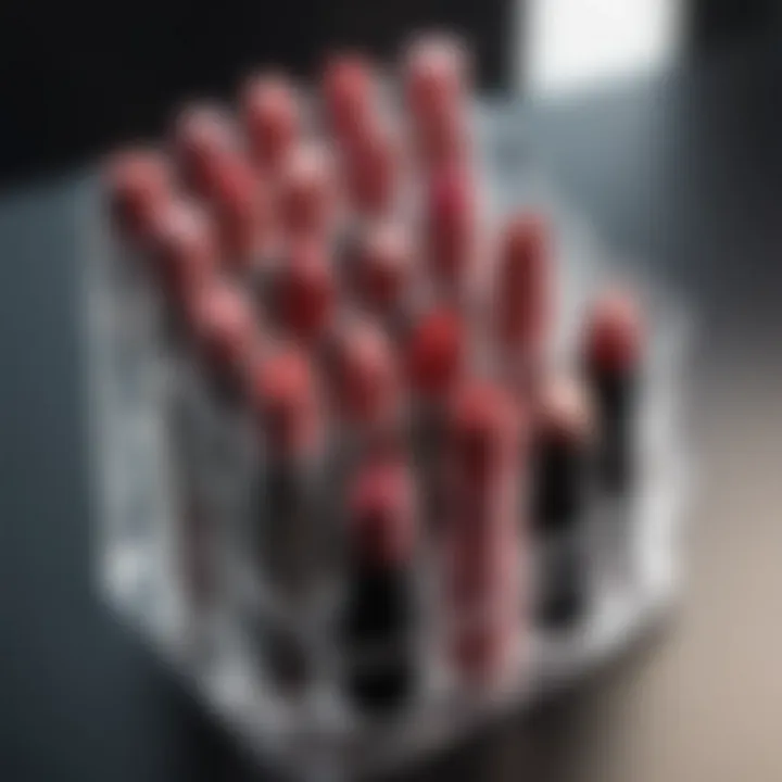 Close-up of a sleek acrylic lipstick organizer highlighting its design.